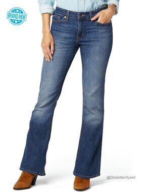 Mid Rise Boot Cut Stretch Denim Jeans Plus Size